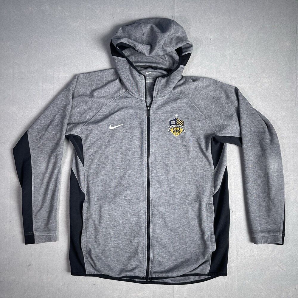 Nike Hoodie Pullover Men Large Gray Full Zip Jacket Athleisure Active Dri-Fit